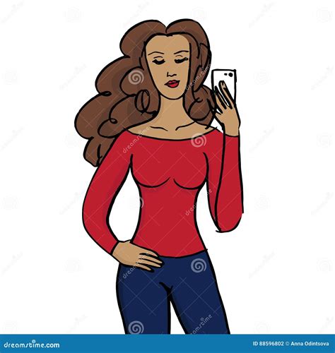girl taking selfie white background stock vector illustration of girl hand 88596802