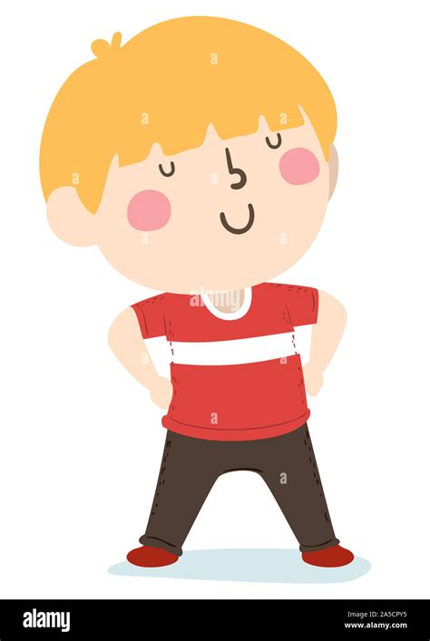 Illustration Of A Kid Boy Standing Proud With Clenched Hands On Waist