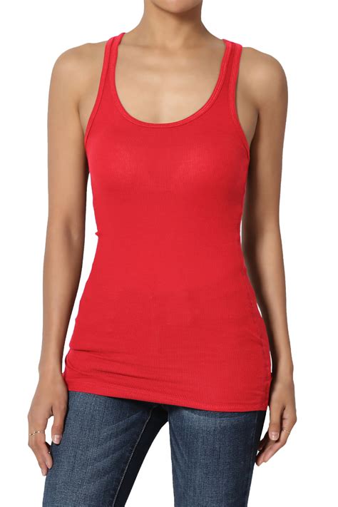 Themogan Themogan Women S Plus Stretchy Ribbed Knit Fitted Racerback Tank Top Cotton Jersey