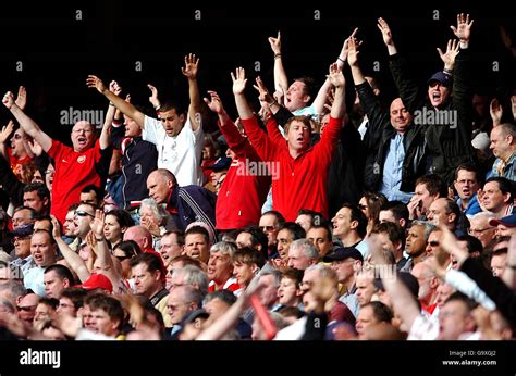 Arsenal Fans Attempt To Start Mexican Wave Hi Res Stock Photography And