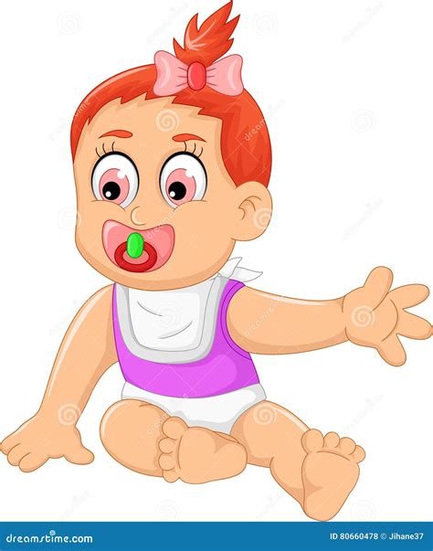 Cute Baby Girl Cartoon Waving Stock Illustration Illustration Of