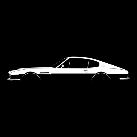 Black And White Silhouette Of The Aston Martin Dbs Very Detailed Side