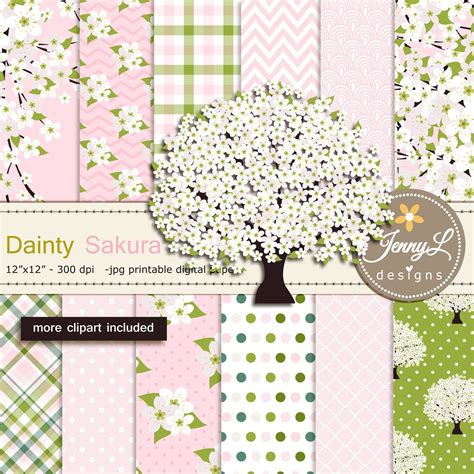 white cherry blossoms digital paper and clipart spring etsy white cherry blossom clip art