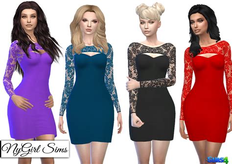 Nygirl Sims 4 Lace Peekaboo Bodycon