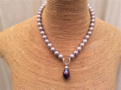 Br23 Silver Freshwater Pearl 910mm And Baroque Pearl Pendant