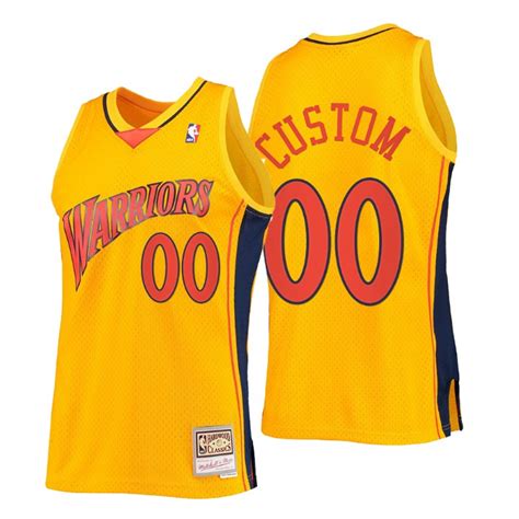 Golden State Warriors Custom 00 Mitchell And Ness Gold Hwc Swingman