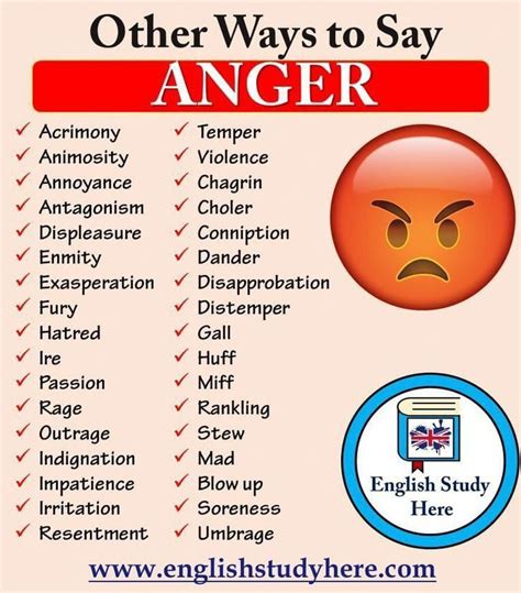 Other Way To Say Anger English Vocabulary Words English Phrases