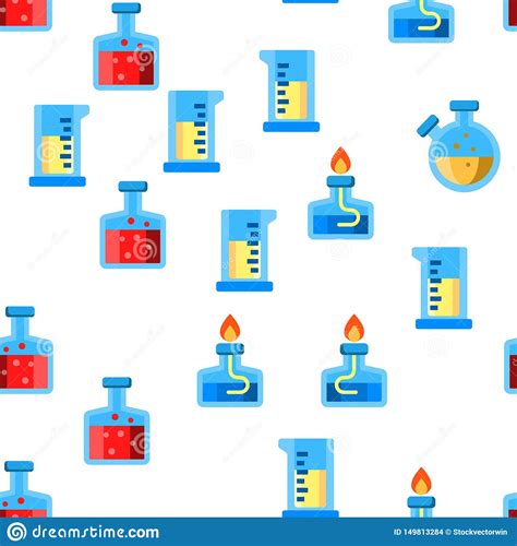 Test Tubes And Flasks Vector Seamless Pattern Stock Vector