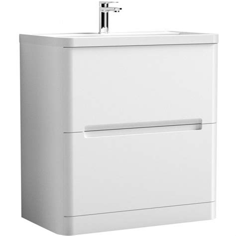 Nuie Elbe Satin White 800mm Floor Standing Vanity Unit And Ceramic Basin