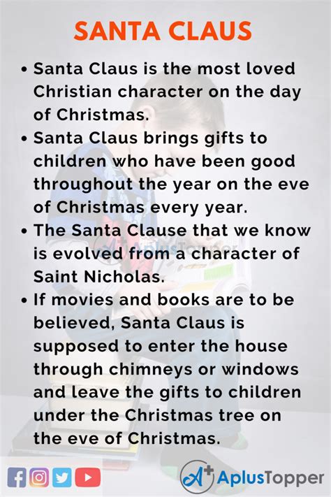 10 Lines On Santa Claus For Students And Children In English A Plus
