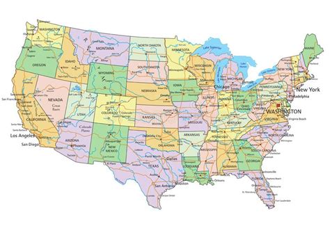 Mappa Politica Degli Stati Uniti D America Altamente Dettagliata E