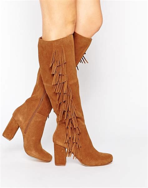 River Island Side Fringe Knee High Boot At Asos Com Boots Knee High