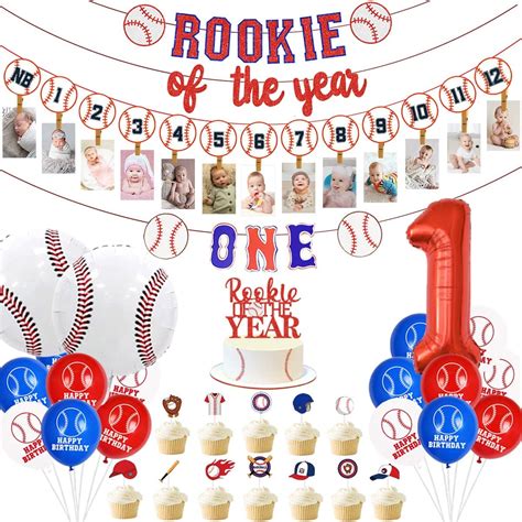 Baseball 1st Birthday Decorations For Boy Rookie Of The Year 1st