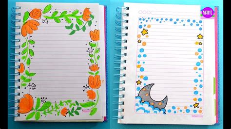 ️ Ideas Para Marcar Cuadernos FÁciles 💚 Cómo Dibujar Márgenes Dibujos