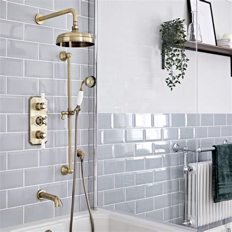 Milano Elizabeth Brushed Gold Traditional Thermostatic Shower With