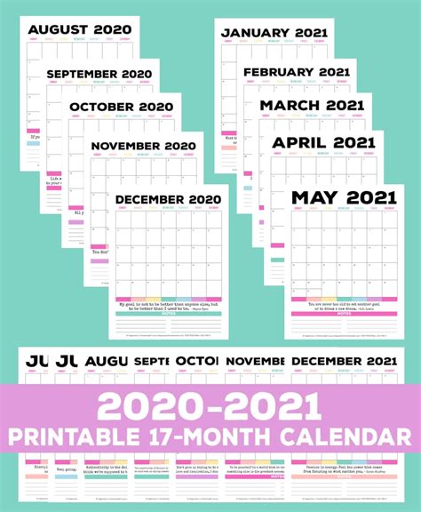 2020 2021 Free Printable Monthly Calendar Happiness Is Homemade