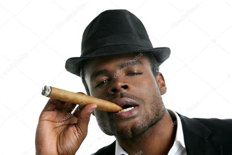 African American Man Smoking Cigar Portrait — Stock Photo © Lunamarina
