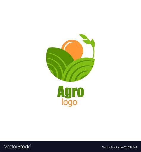 Agro Logo For Vegan Food Or Company Green Fields Vector Image