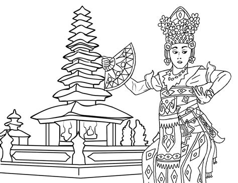 Baju Adat Bali Sketch Coloring Page