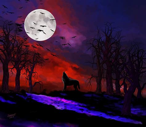 Wolf Moon Digital Art By Rebelwolf
