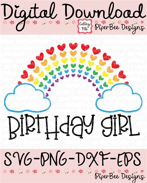 Birthday Girl Rainbow Svg Girl Birthday Svg Rainbow Birthday Etsy