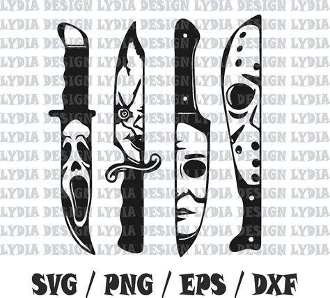 Horror Movie Characters In Knives Svg Halloween Svg Michael Myers Svg Jason Voorhees Svg