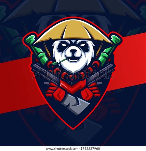 Panda Warrior Mascot Esport Logo Design Stock Vector Royalty Free