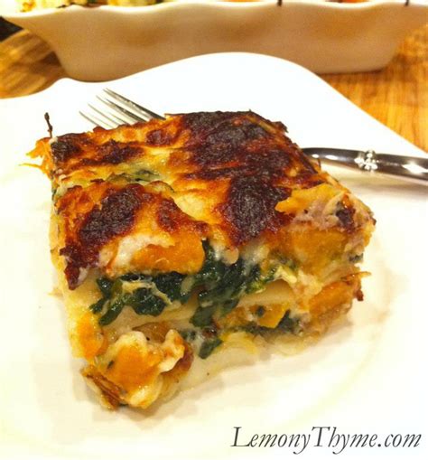 Butternut Squash Spinach And Caramelized Onion Lasagna Lemony Thyme
