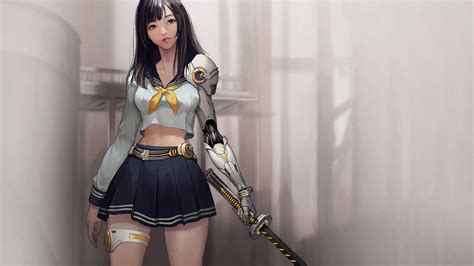 3840x2160 warrior anime girl with sword 4k hd 4k wallpapers images backgrounds photos and