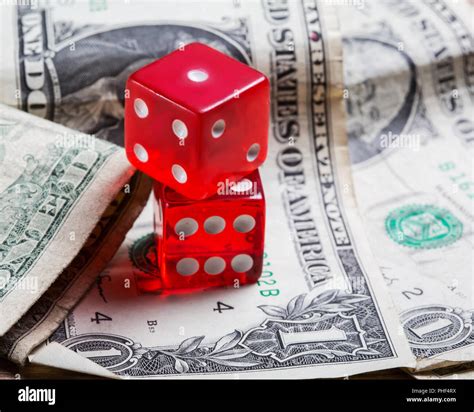 Dice And Old Dollars Close Up Game Of Money Stock Photo Alamy
