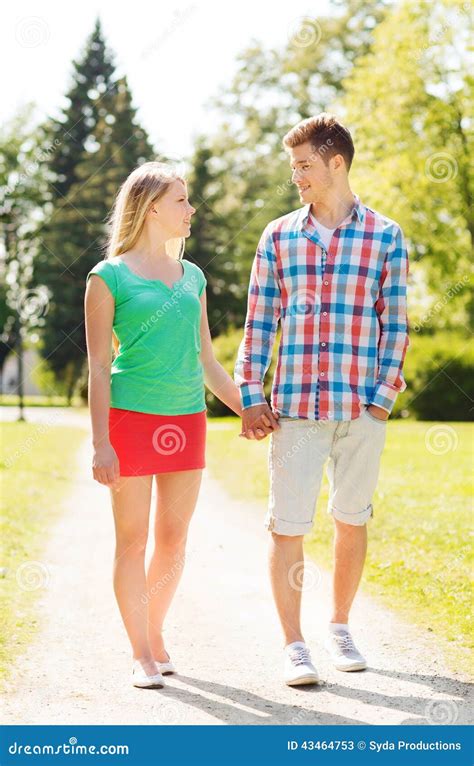 Smiling Couple Walking In Park Stock Image Image Of Happiness Park