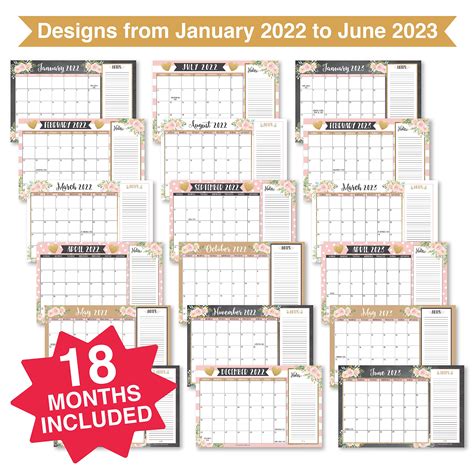 Buy Large Desk Calendar 2022 2023 Pink Calendar 2022 Desk Calendars