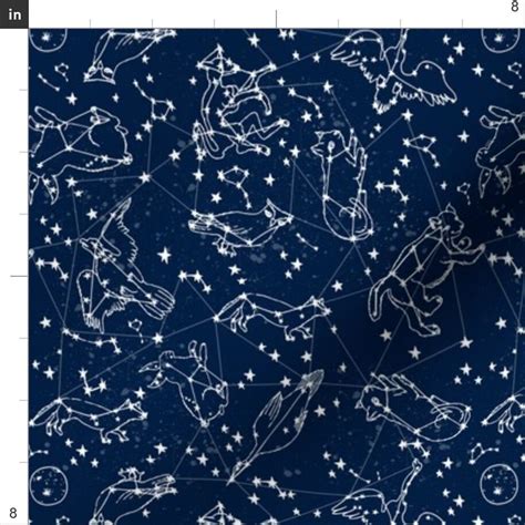 Animal Constellation Fabric Constellations Navy Blue Etsy