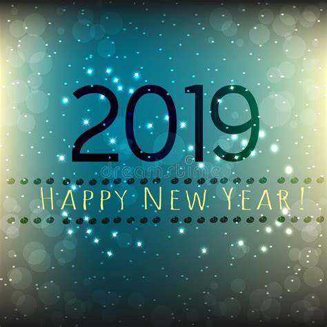 Happy New Year 2019 Card Abstract Dark Blue And Grey Background With