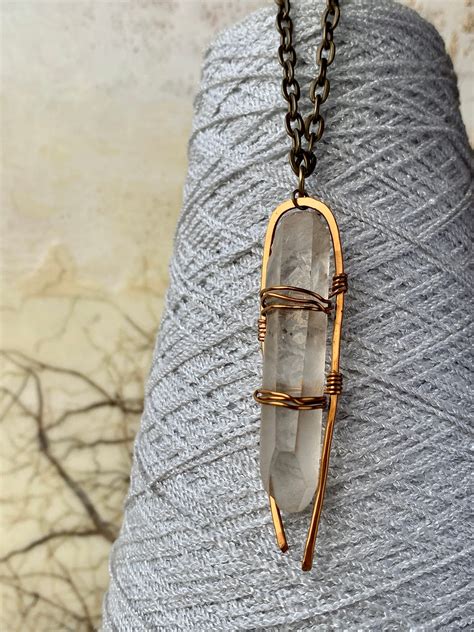 Quartz Crystal Wire Wrap Necklace Healing Stone Crystal Crystal