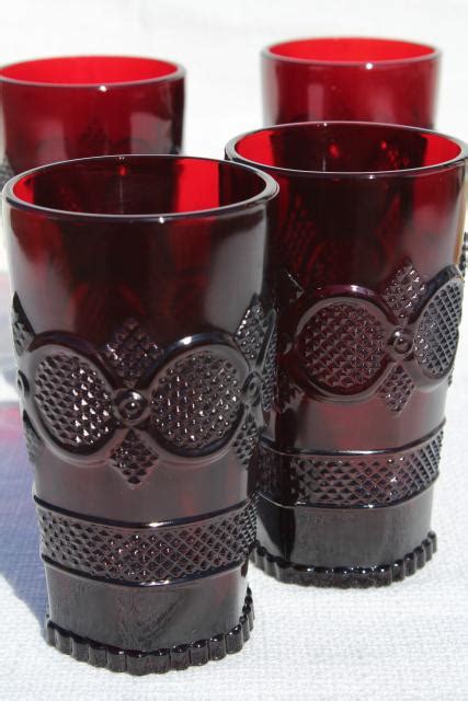 Cape Cod Royal Ruby Red Vintage Avon Glass Flat Tumblers Set Of 4