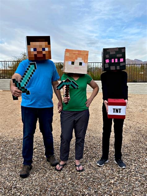 Kleidung And Accessoires Minecraft Box Heads Fancy Dress Costume Party Enderman Creeper Steve