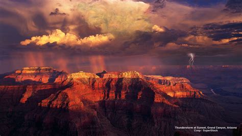 Thunderstorm At Sunset Grand Canyon Arizona Grand Canyon Grand