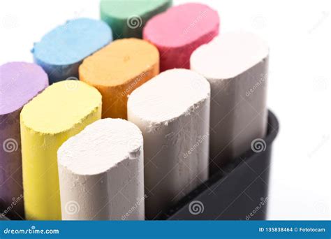 Colored Chalk For Drawing On A White Background Image Stock Photo