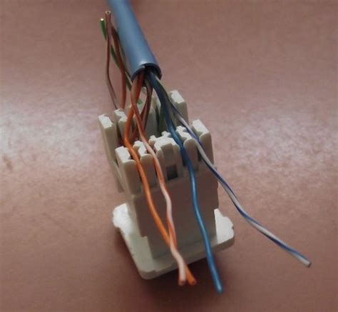 Pull the cable off the reel to the desired length and cut. Terminating Cat5e Cable on a Jack (Wall Mount or Patch Panel)
