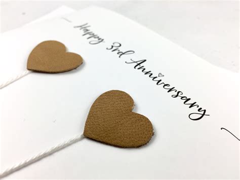 3rd Anniversary Card Leather Wedding Anniversary Faux Etsy Uk