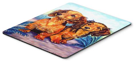 Long Hair Red Dachshund Mouse Pad Hot Pad Trivet Contemporary Desk