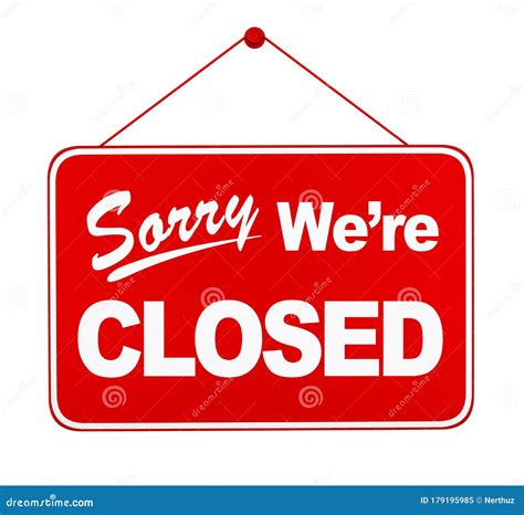 `sorry We`re Closed` Sign Hanging Isolated Stock Illustration