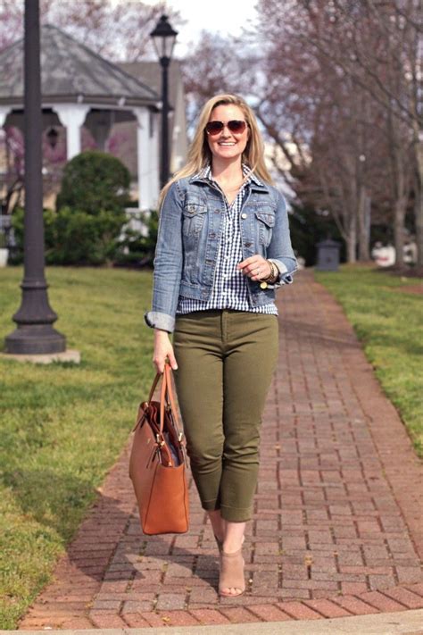 how to style olive green pants for spring olive green jeans outfit