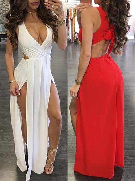 Sexy V Neck High Slit Maxi Dress Online Discover Hottest Trend Fashion At