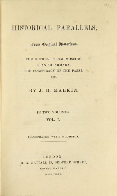 Historical Parallels From Original Historians J H Malkin