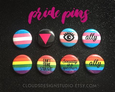 Pride Pins 8 Pack Of Lgbtqia Pride 1 Pinback Button Etsy