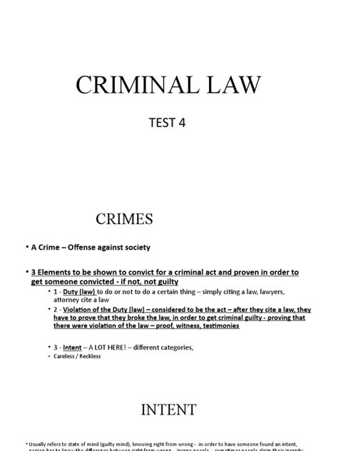 Criminal Law Test 4 Pdf Larceny Theft