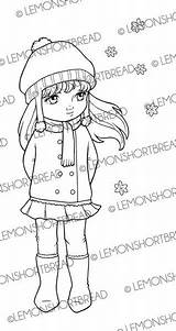 Coloring Snow Girl Digital Snowflake Digi Scrapbooking Sold Stamp Etsy Winter sketch template