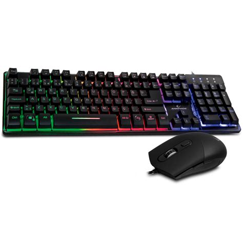 Rampage KM-RX9 Black Usb Rainbow Floor Backlit Q Standard Player Keyboard + Mouse Set - Rampage